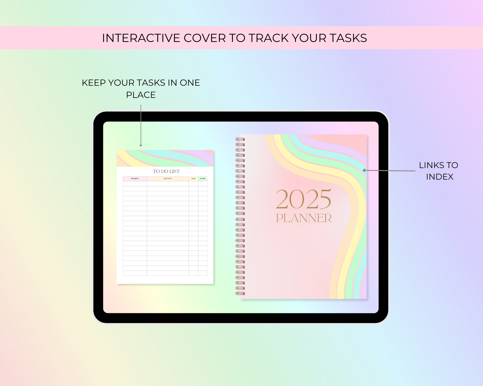 2026 Simply Elegant Digital Planner in Rainbow